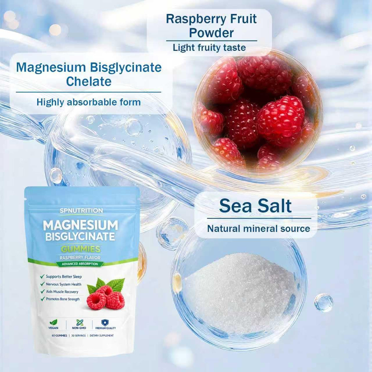 Gummies de magnésium bisglycinate Belano, ingrédients sur l'étiquette