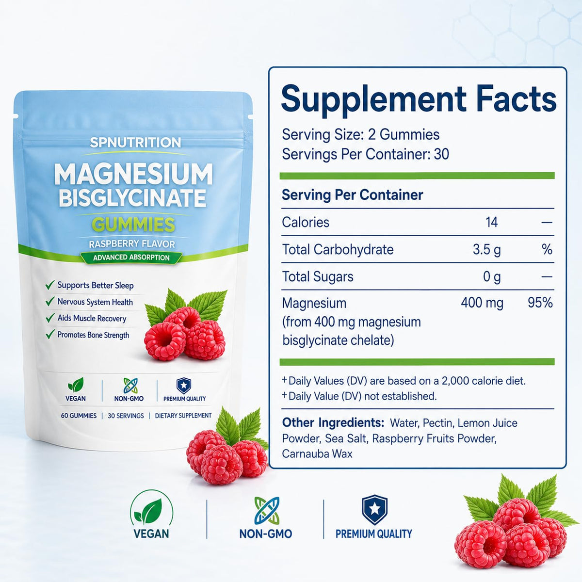 Gummies de magnésium bisglycinate Belano, texture et couleur