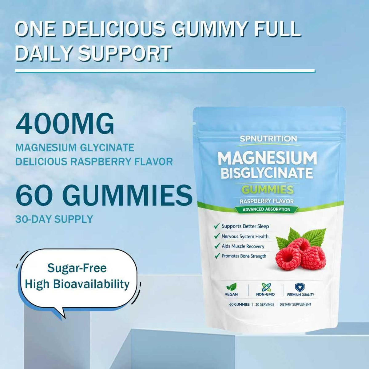 Gummies de magnésium bisglycinate Belano, vue de côté