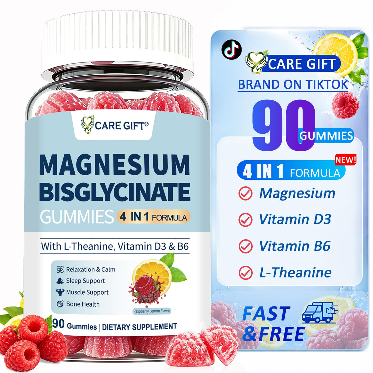 Gummies de Magnésium Bisglycinate CARE GIFT 400mg, vue de face