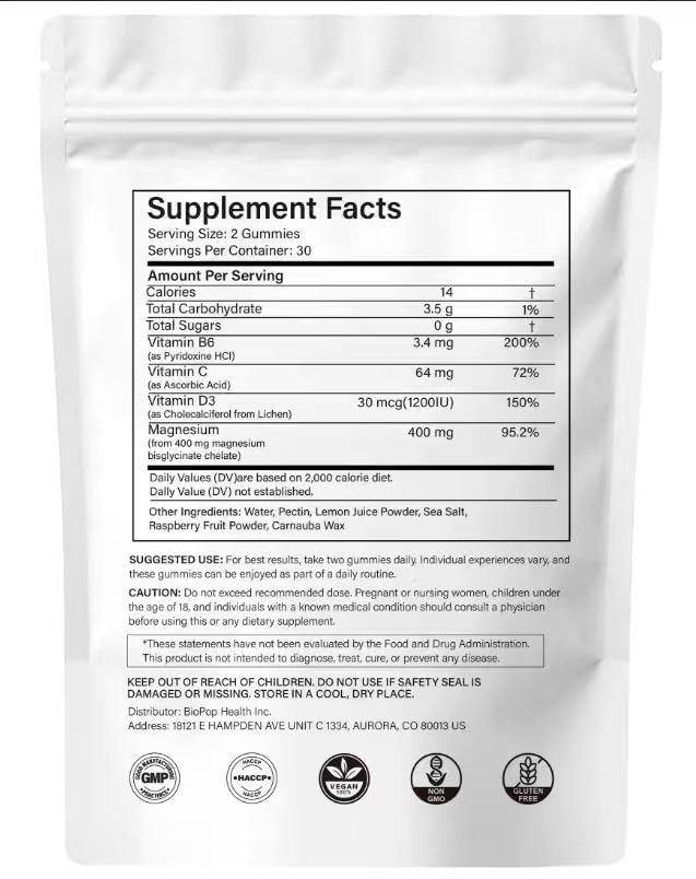Gummies de magnésium bisglycinate Hywebvctok, vue de dessus