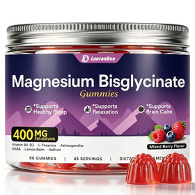 Gummies de Magnésium Bisglycinate LanranBee, flacon de 90 gummies