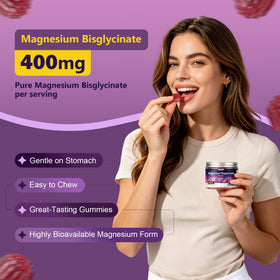 Gummies de magnésium bisglycinate LanranBee sur une table avec des éléments de style de vie