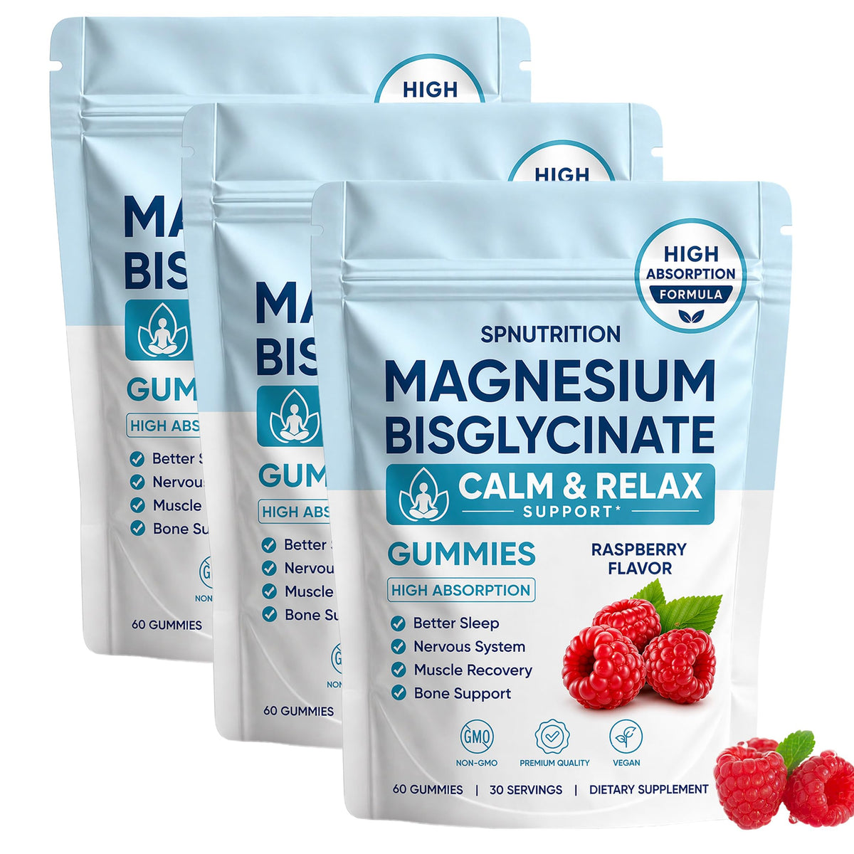 Gummies de magnésium bisglycinate SPNUTRITION 400mg, vue de face