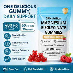 Gummies de magnésium bisglycinate SPNUTRITION avec saveur naturelle de framboise