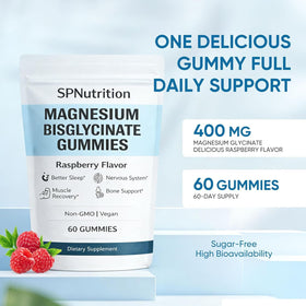 Gummies de magnésium bisglycinate WXDOAU avec une main tenant un gummy