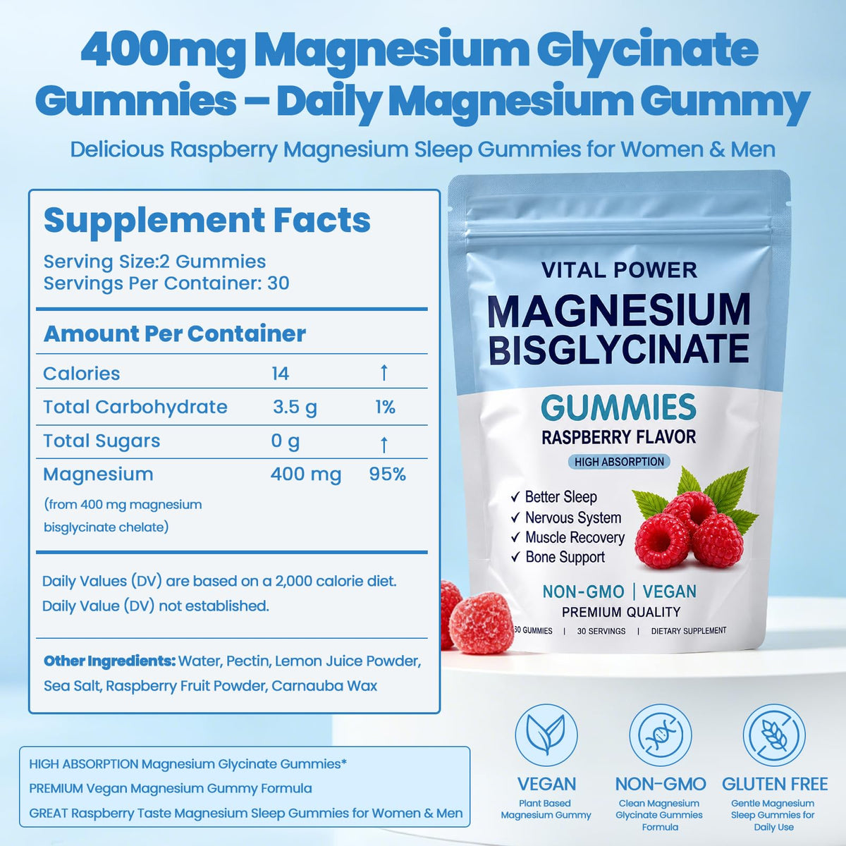 Gummies de Magnésium Bisglycinate WXZQQ avec vue rapprochée sur la texture