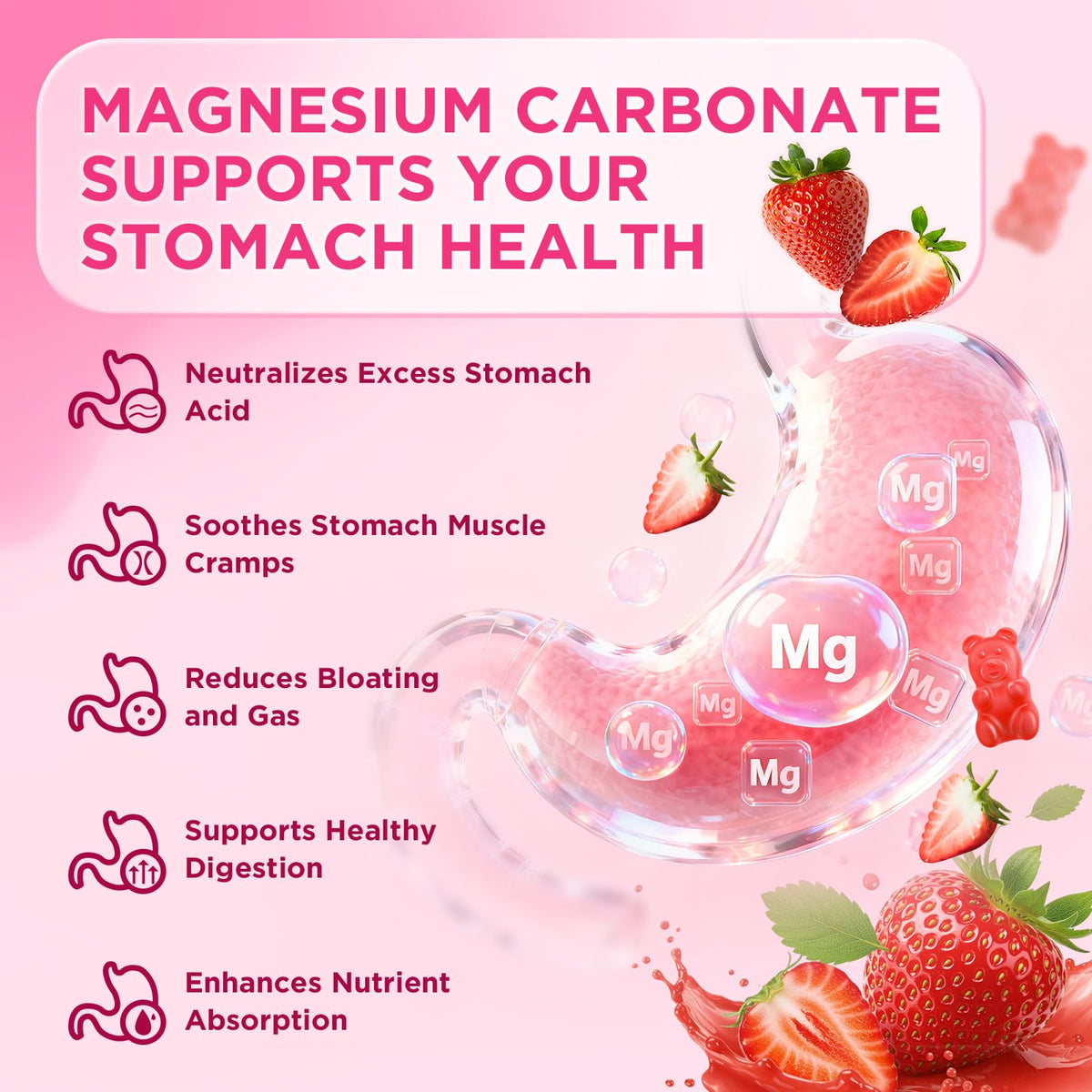 Gummies de magnésium carbonate softbear, vue de l'arrière de l'emballage
