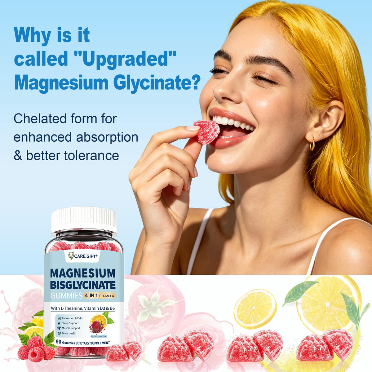 Gummies de magnésium CARE GIFT, prise d'une gomme