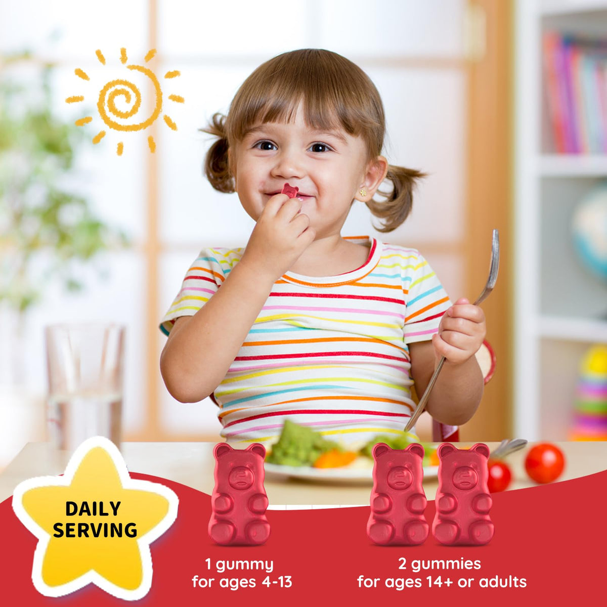 Gummies de magnésium CFILIHTC, mise en scène avec des fruits