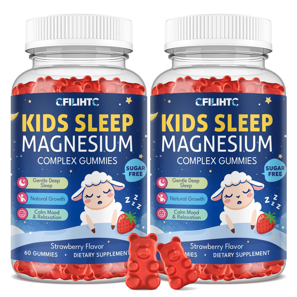 Gummies de Magnésium CFILIHTC pour enfants, pot de 120 unités