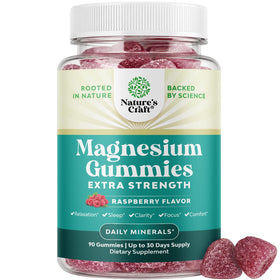 Gummies de Magnésium Citrate Natures Craft 90 unités - Saveur Framboise, vue de face