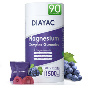 Gummies de magnésium DIAYAC, pot de 90 chews, saveur raisin