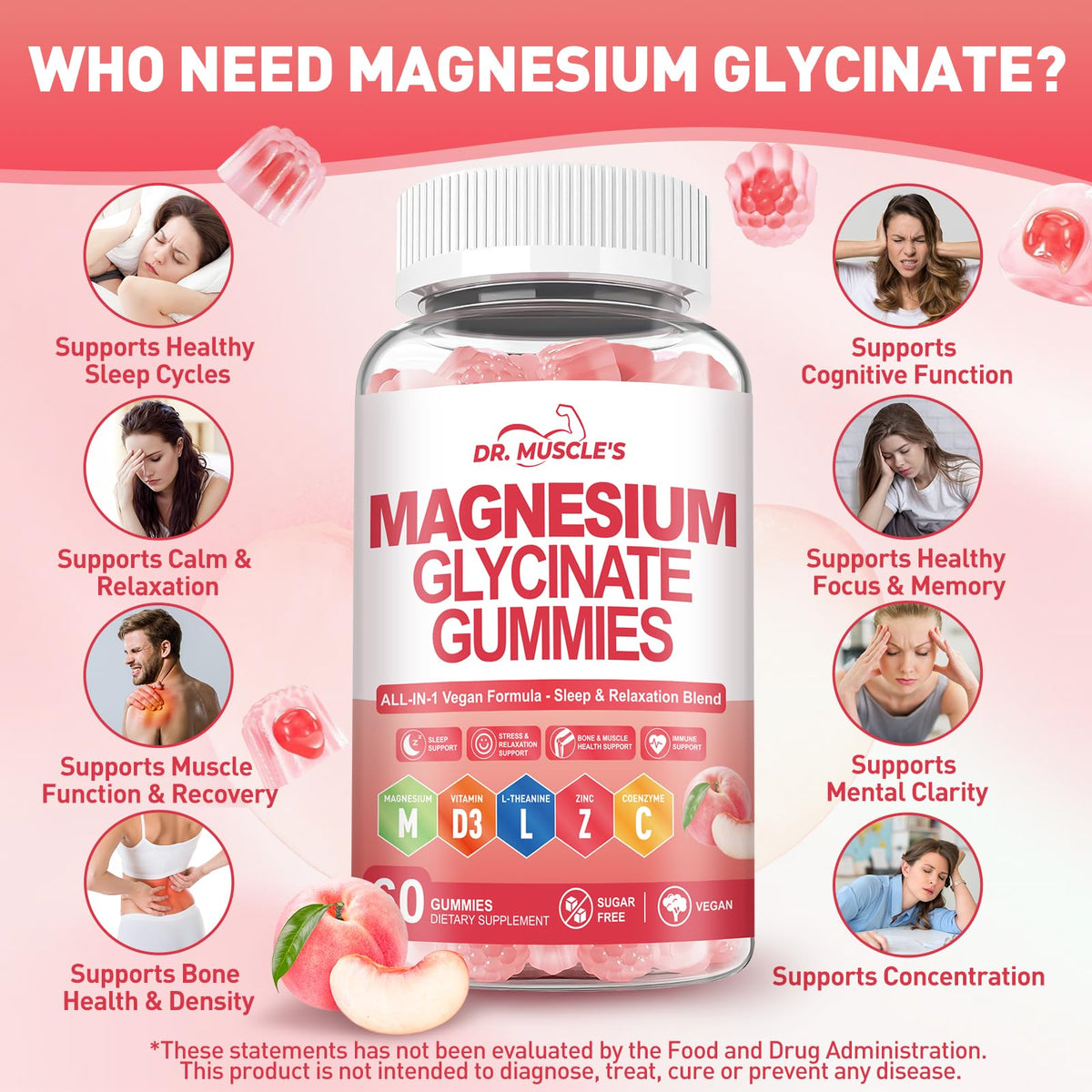Gummies de Magnésium DR. MUSCLE'S, dosage recommandé sur l'étiquette