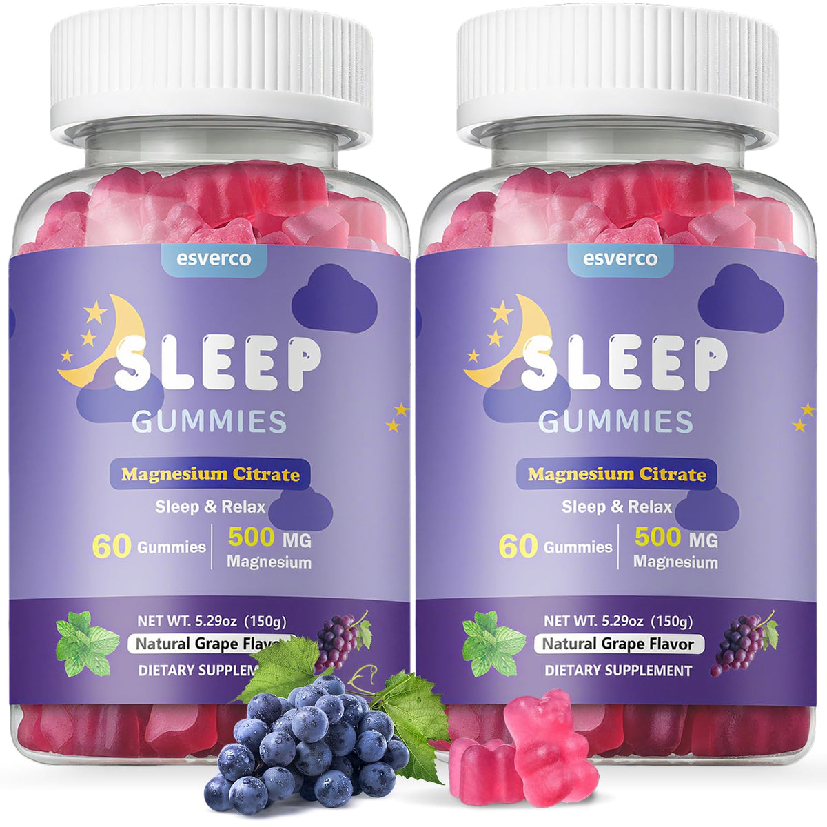 Gummies de magnésium esverco 500mg, flacon de 120 pièces