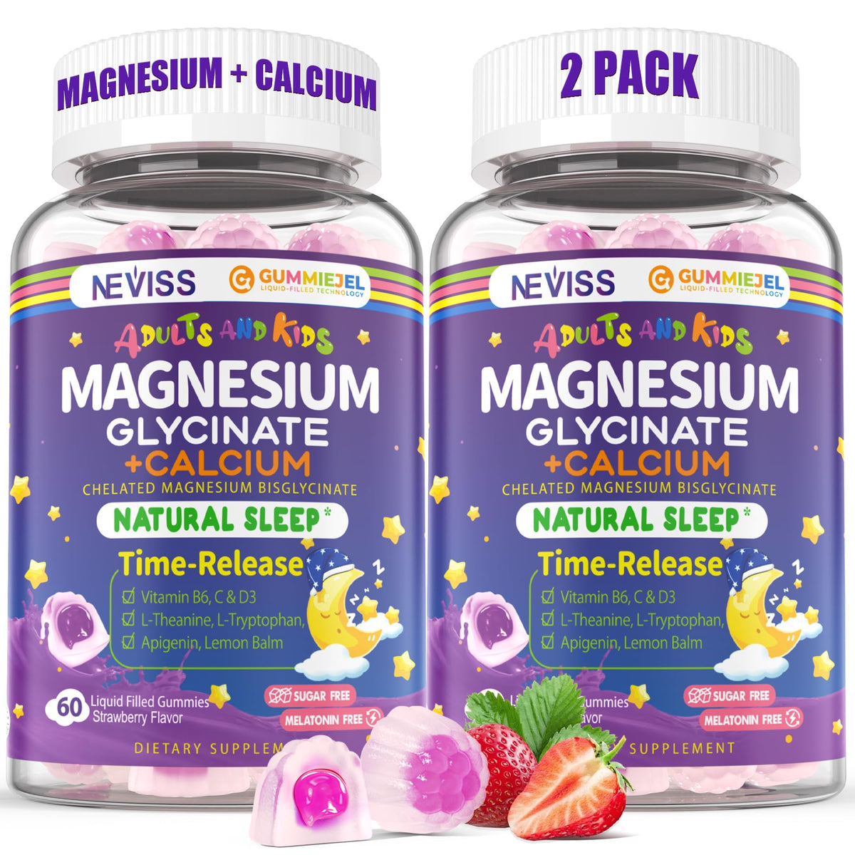 Gummies de Magnésium et Calcium NEVISS, vue de face