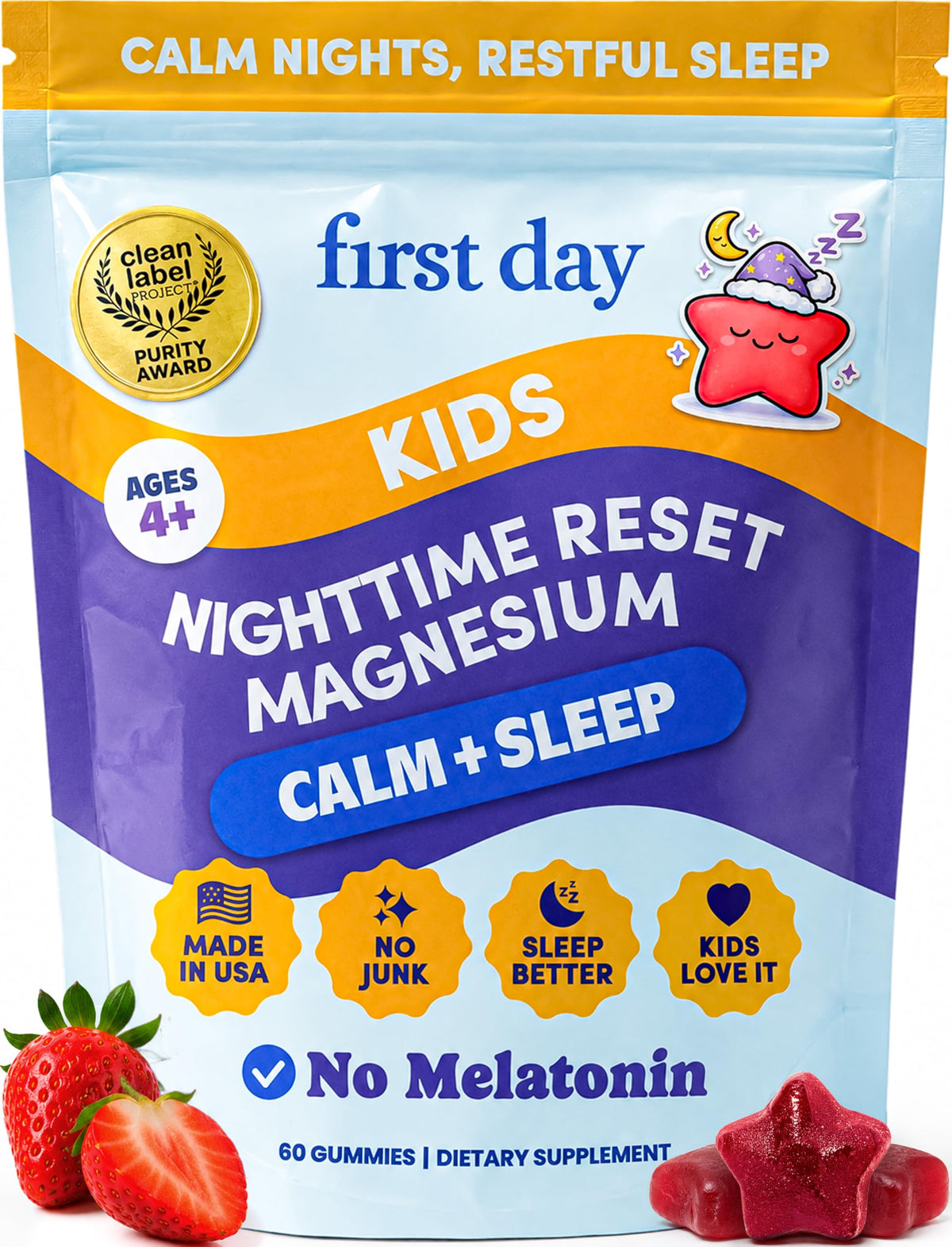 Gummies de magnésium FIRST DAY pour enfants, pot de 60 gummies