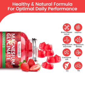 Gummies de Magnésium Glycinate 1000mg Health4All, gummies individuelles sur une table