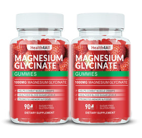 Gummies de Magnésium Glycinate 1000mg Health4All, pot de 180 gummies à la fraise