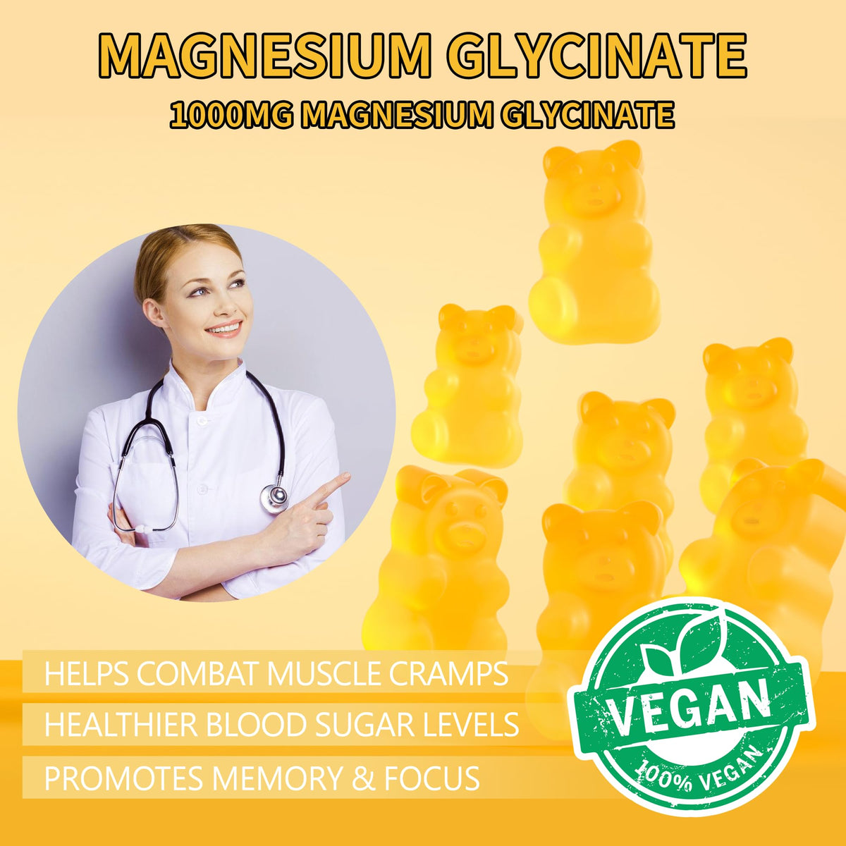 Gummies de Magnésium Glycinate 1000mg Novomins avec fruits colorés
