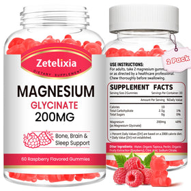 Gummies de Magnésium Glycinate 200 mg Zetelixia saveur framboise, vue de face
