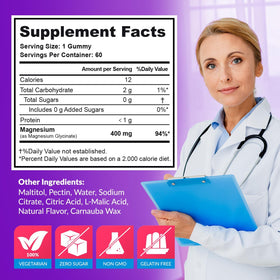 Gummies de magnésium glycinate 400mg BE&LANCY avec une cuillère