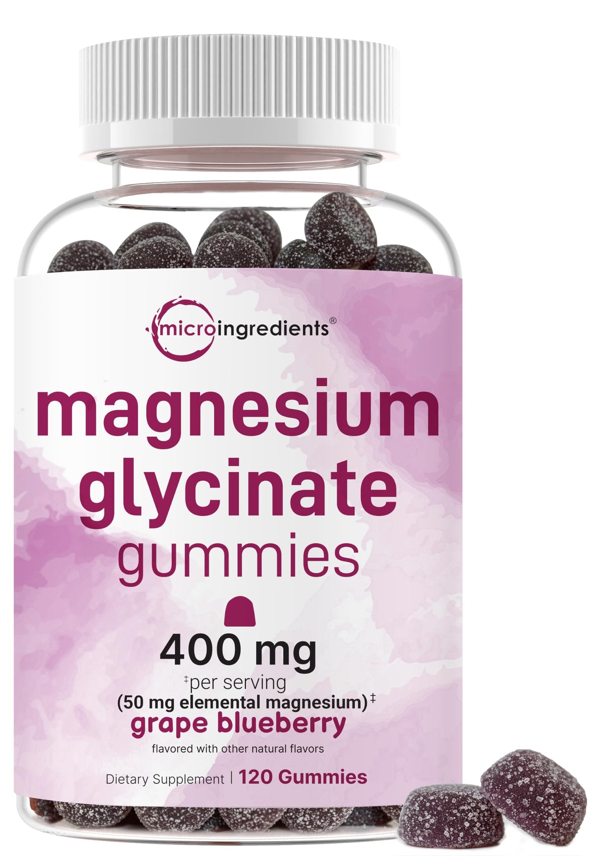 Gummies de magnésium glycinate 400mg Micro Ingredients, vue de face
