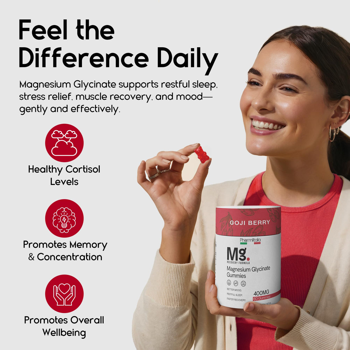 Gummies de Magnésium Glycinate 400mg Pharmlitalia avec ingrédients naturels