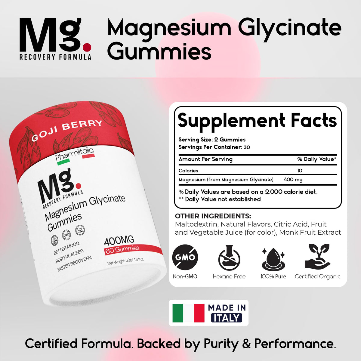 Gummies de Magnésium Glycinate 400mg Pharmlitalia dans une main