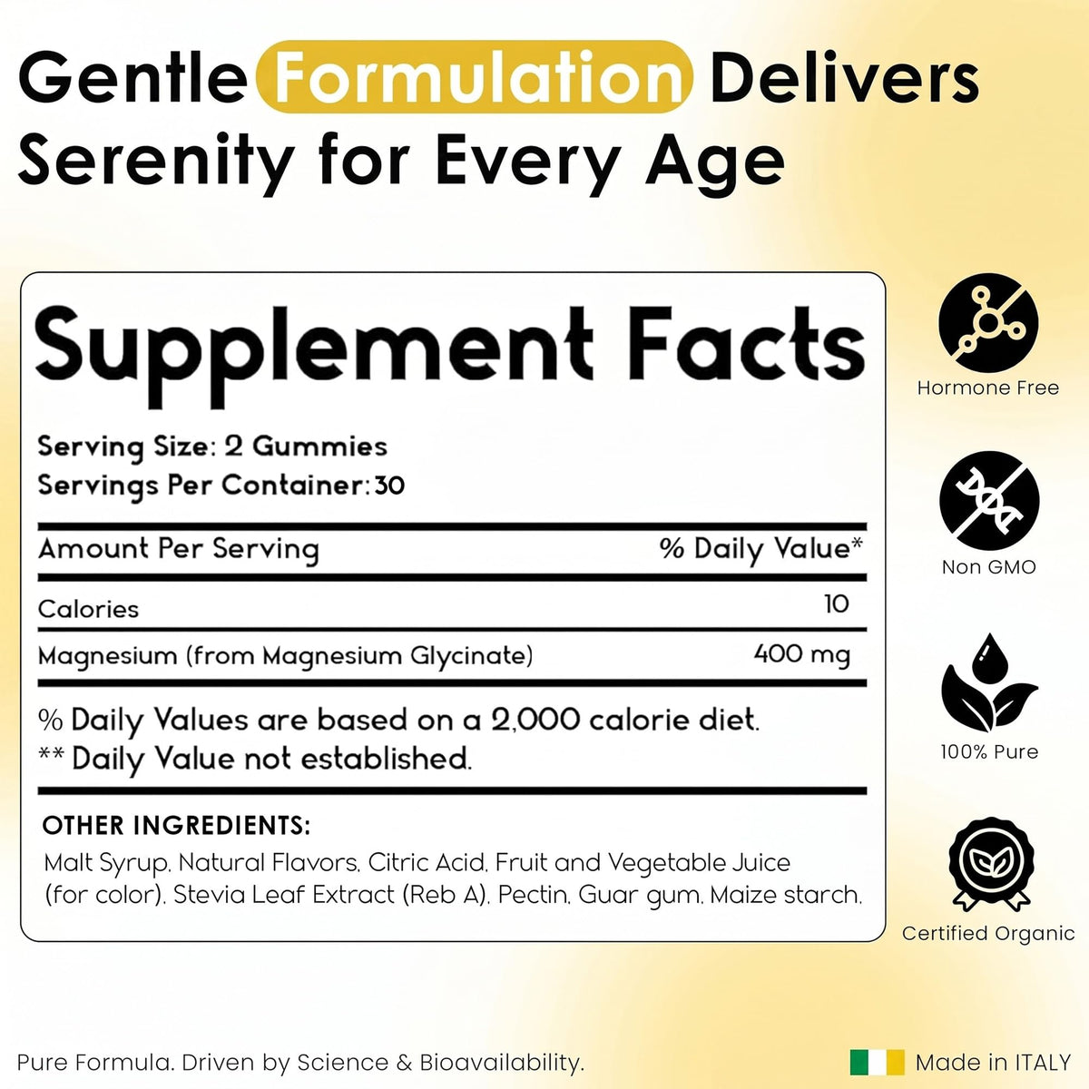 Gummies de Magnésium Glycinate 400mg Pharmlitalia, vue de face