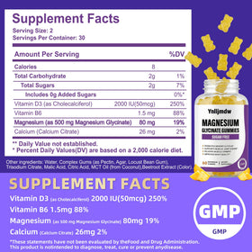 Gummies de magnésium glycinate 500mg de Ynlljmdw, illustration du dosage par portion