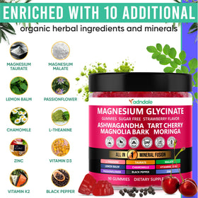 Gummies de magnésium glycinate Adndale 400 mg avec ingrédients