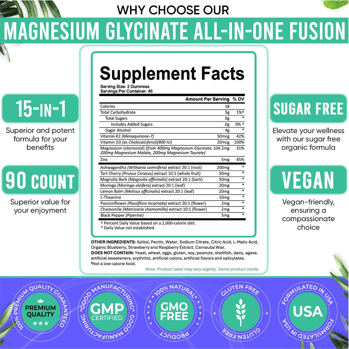 Gummies de magnésium glycinate Adndale 400 mg sur une table