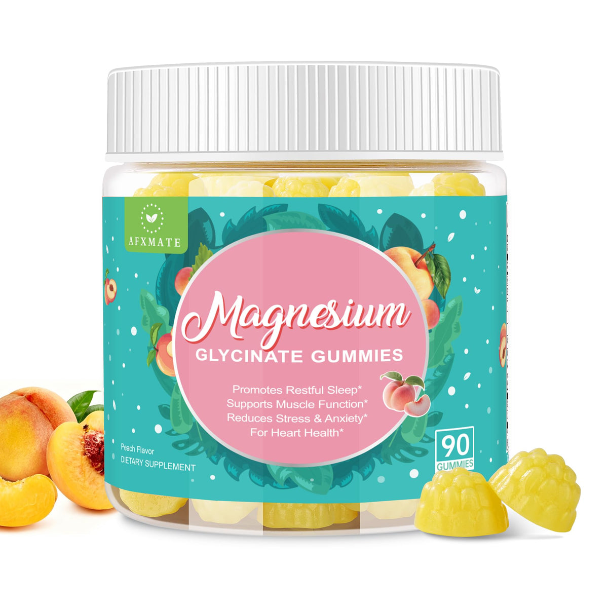 Gummies de magnésium glycinate AFXMATE 90 Ct sans sucre, vue de face