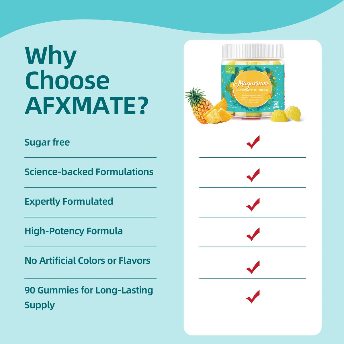 Gummies de magnésium glycinate AFXMATE avec d'autres compléments