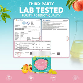 Gummies de magnésium glycinate AFXMATE avec fruits en arrière-plan