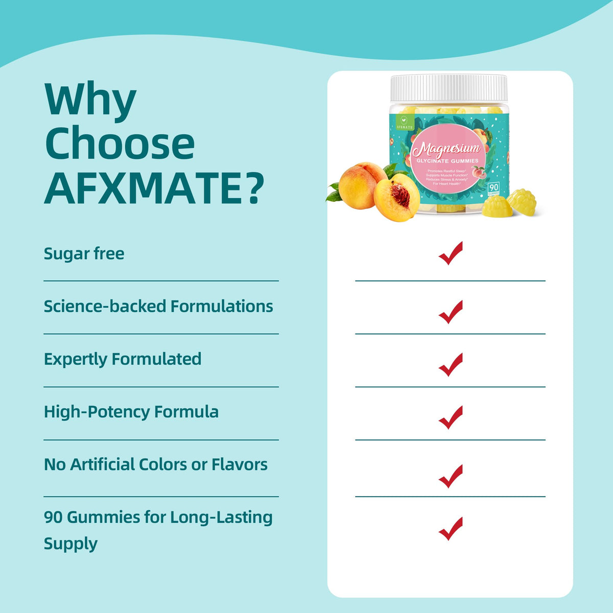 Gummies de magnésium glycinate AFXMATE, prise en main pour démonstration