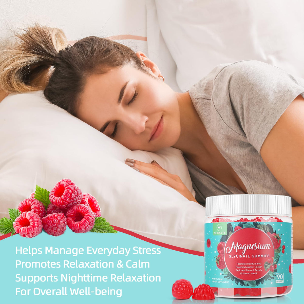 Gummies de magnésium glycinate AFXMATE sur une table