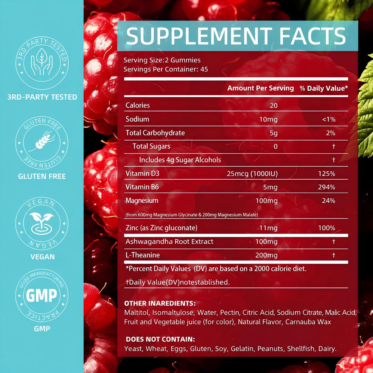 Gummies de magnésium glycinate AFXMATE, vue de côté