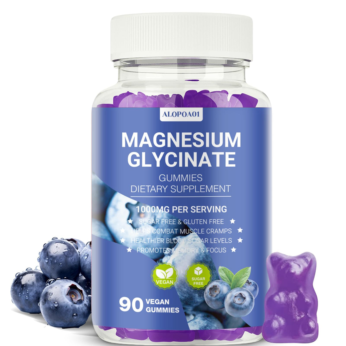 Gummies de Magnésium Glycinate ALOPOA01 1000mg vue de face