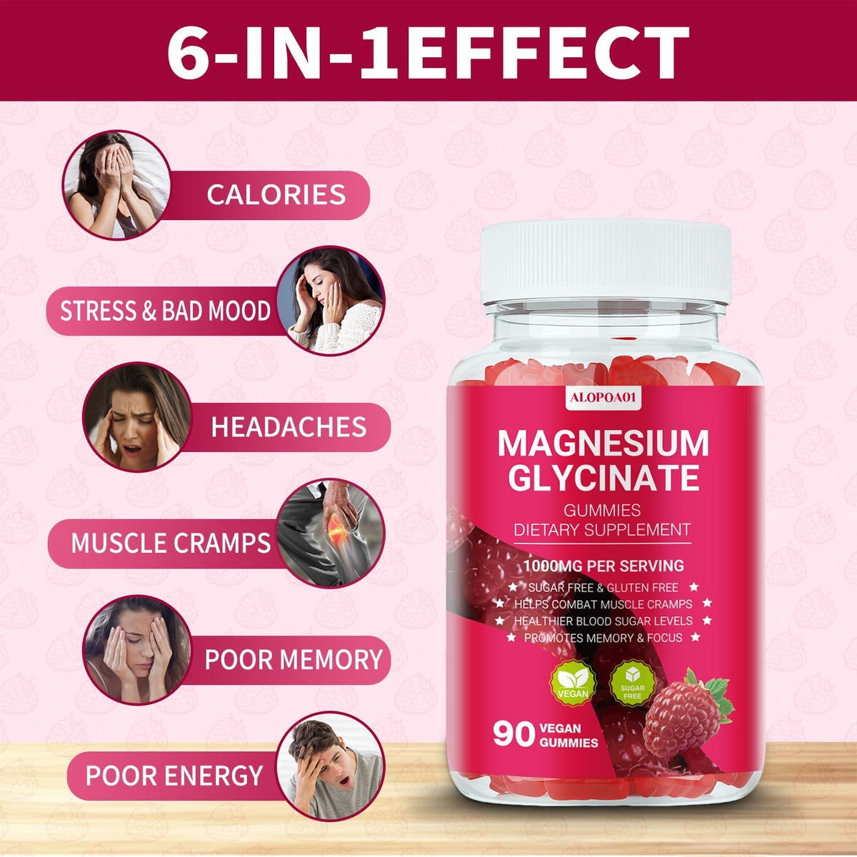 Gummies de Magnésium Glycinate ALOPOA01 avec une cuillère