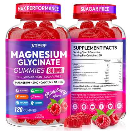 Gummies de magnésium glycinate Atterf 600mg en vue de face