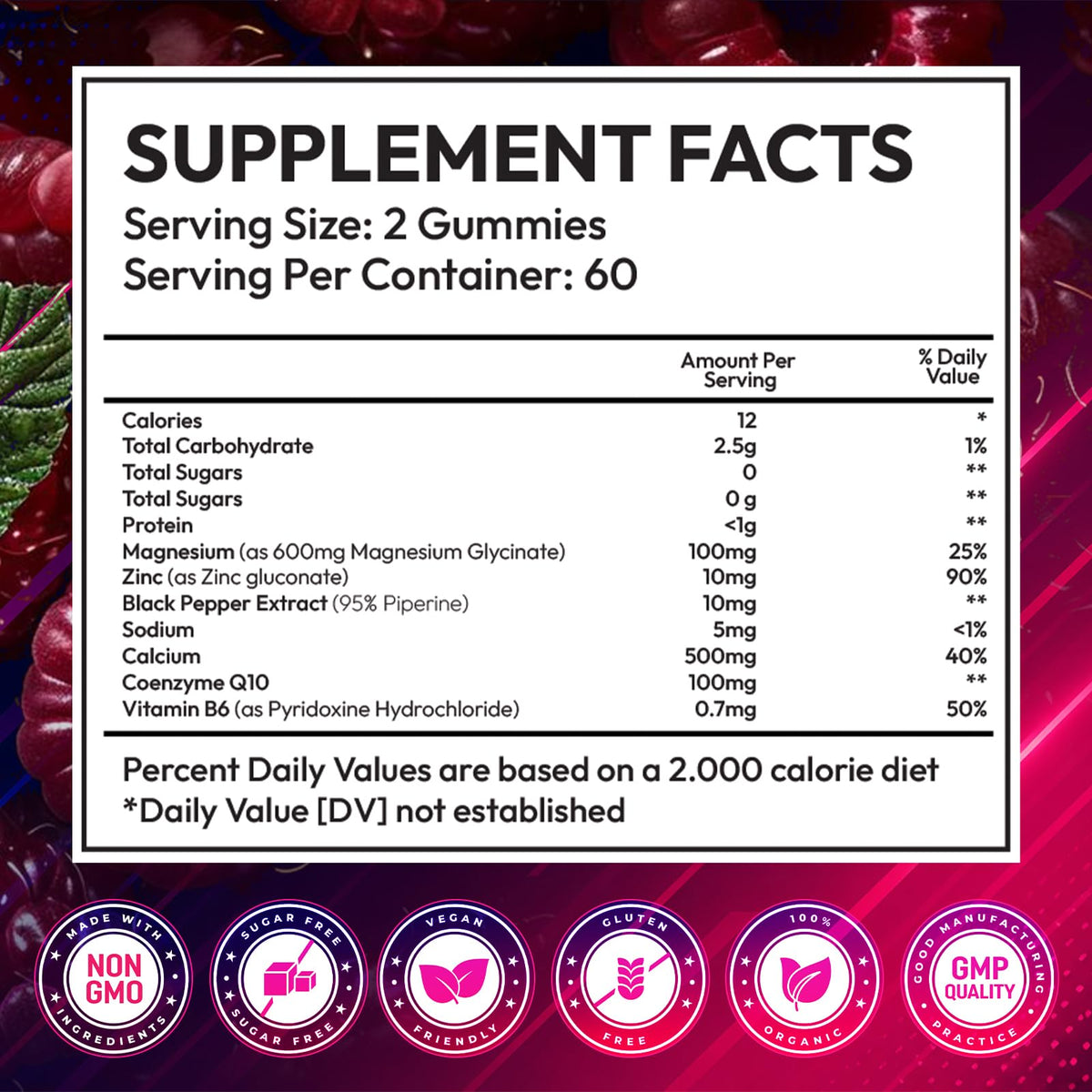 Gummies de magnésium glycinate Atterf en portion quotidienne