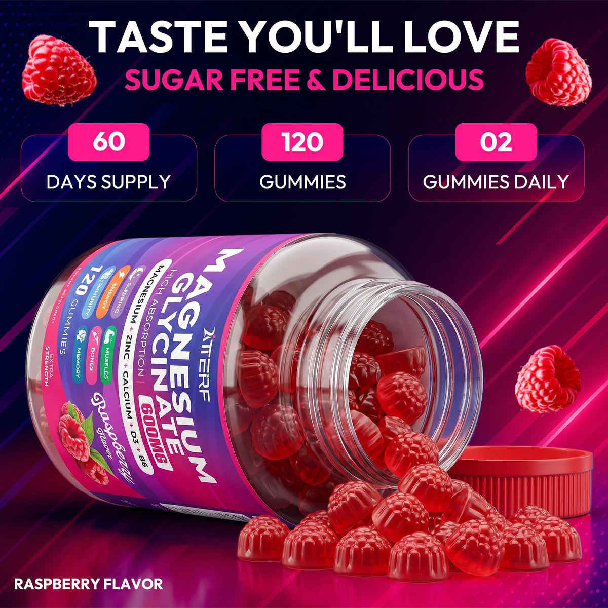 Gummies de magnésium glycinate Atterf sur une table