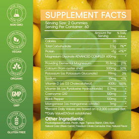Gummies de magnésium glycinate au goût de citron dans une main