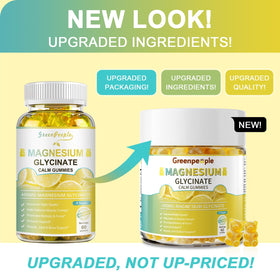 Gummies de magnésium glycinate avec des ingrédients sur une table