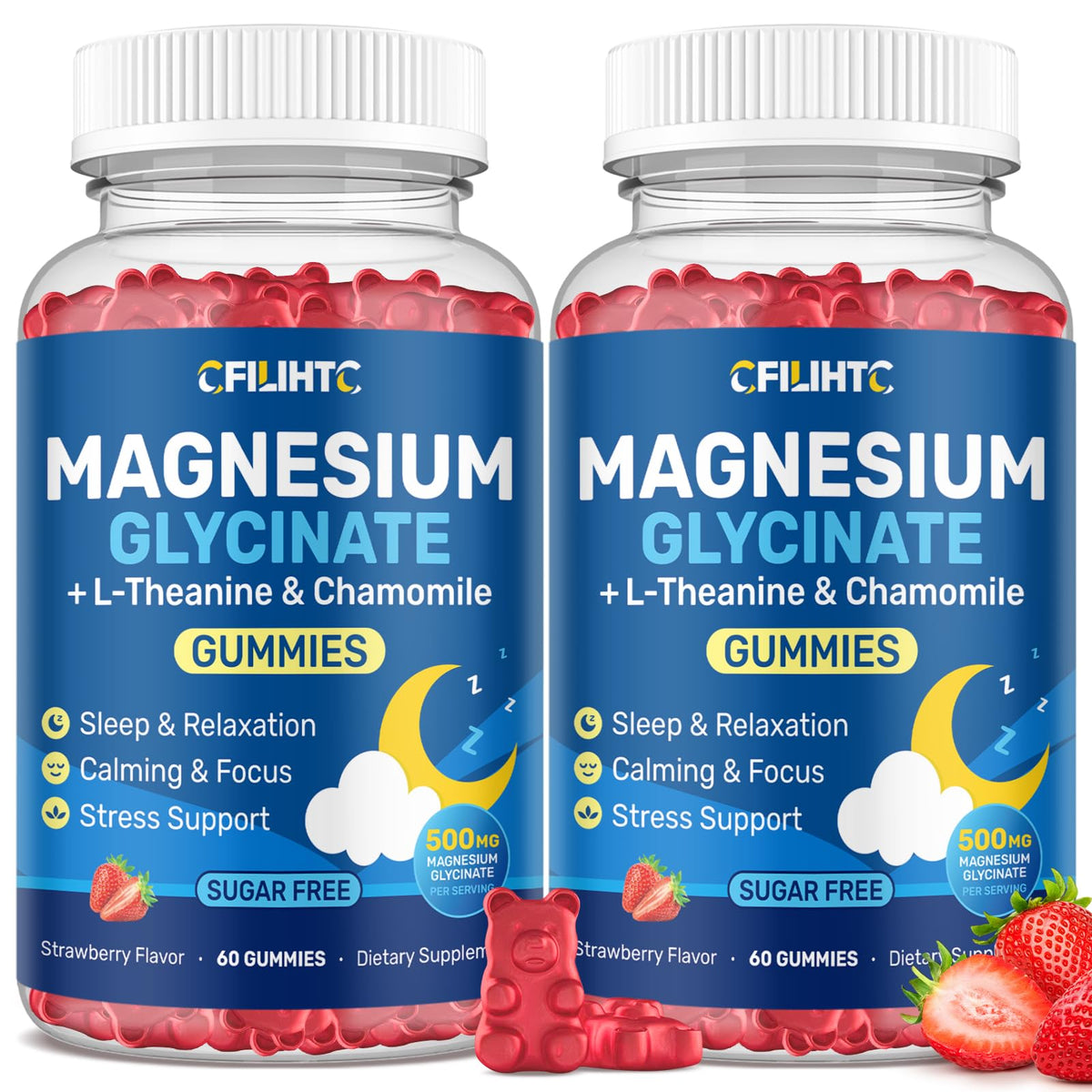 Gummies de Magnésium Glycinate CFILIHTC en pot, 120 pièces