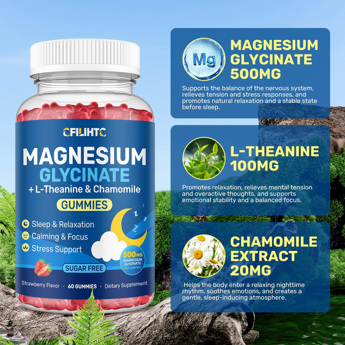 Gummies de magnésium glycinate CFILIHTC, vue de côté
