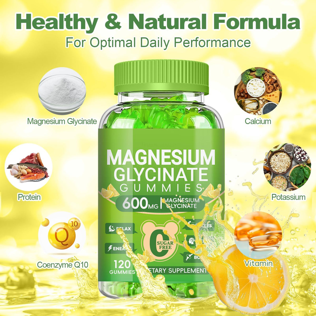 Gummies de magnésium glycinate Cytona sur un fond blanc