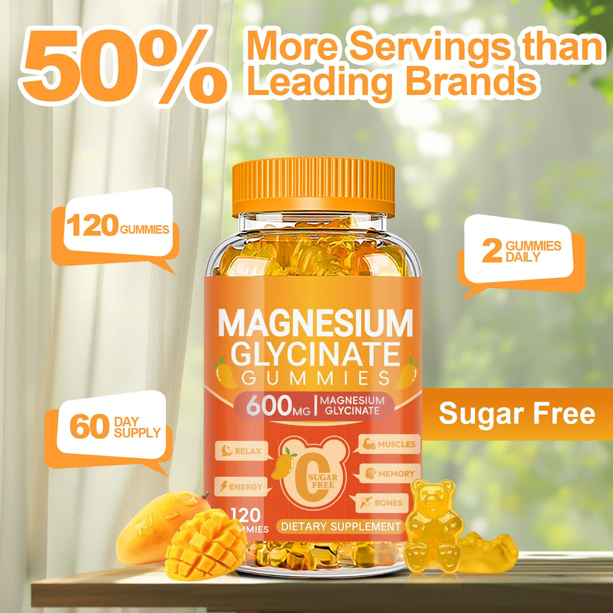 Gummies de magnésium glycinate Cytona sur une table avec d'autres compléments